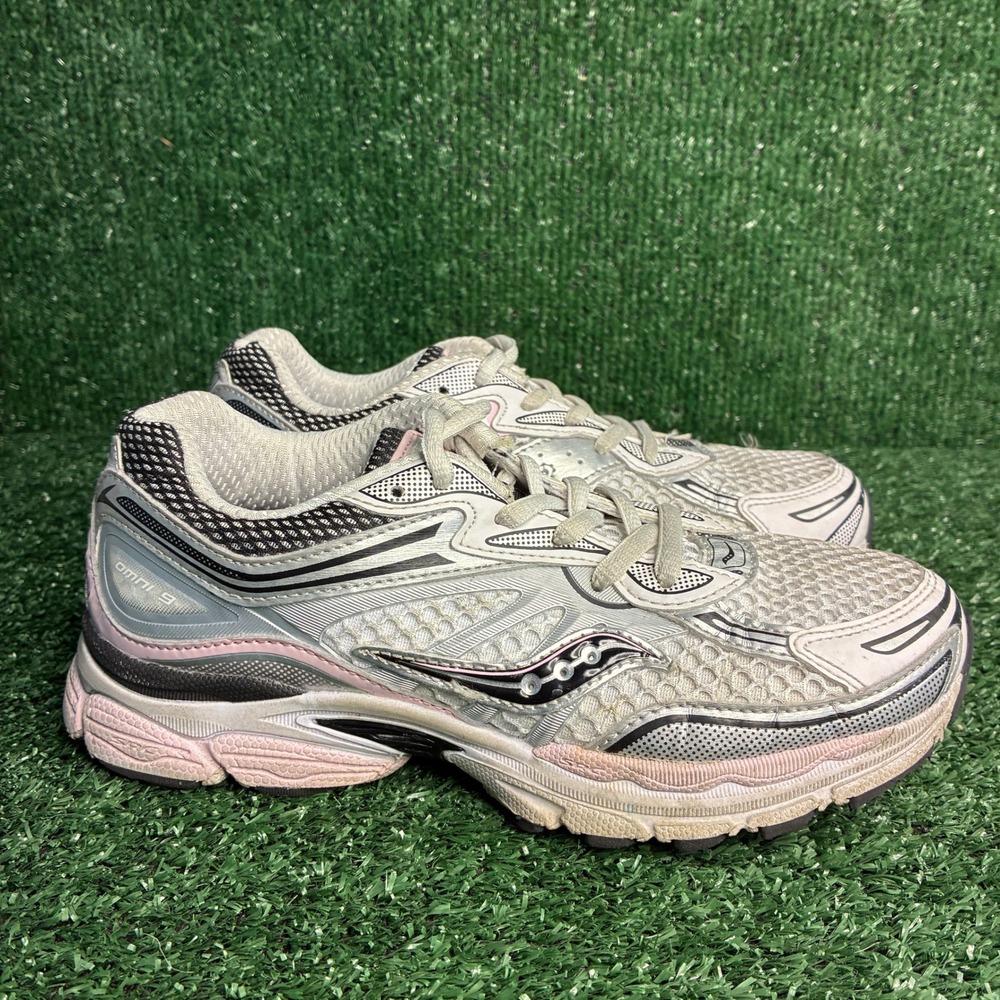 Saucony Omni 9 KDZ Mesh Breathable Athletic Running Sneakers White Pink Kids 4M